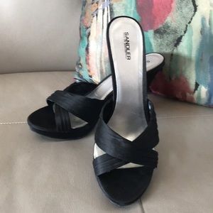 Black Satin High Heels Sz 10
